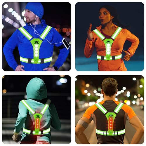West Biking Warnweste Fahrrad Led Reflektorband Laufweste, USB aufladbar Leuchtband Joggen Reflektierende weste Leuchtweste, Elastische Einstellbar Lauflicht Erwachsene Kinder Hund Wandern