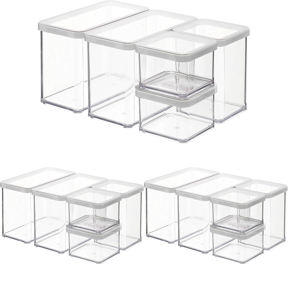 Rotho Loft 5er-Set Vorratsdosen mit Deckel verschiedene Größen, lebensmittelechter Kunststoff (PP) BPA-frei, 2 x 2.1l, 1 x 1.0l, 2 x 0.5l (30.0 x 21.0 x 15.0 cm) (transparent/weiss) (Packung mit 3)