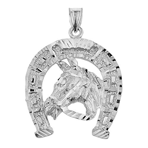 Joyara Collier Pendentif - en Argent 925/1000-925 Tête de Cheval de Fer avec Un Collier Pendentif Cheval- (Vient avec Une Chaîne de 45 cm) Cover