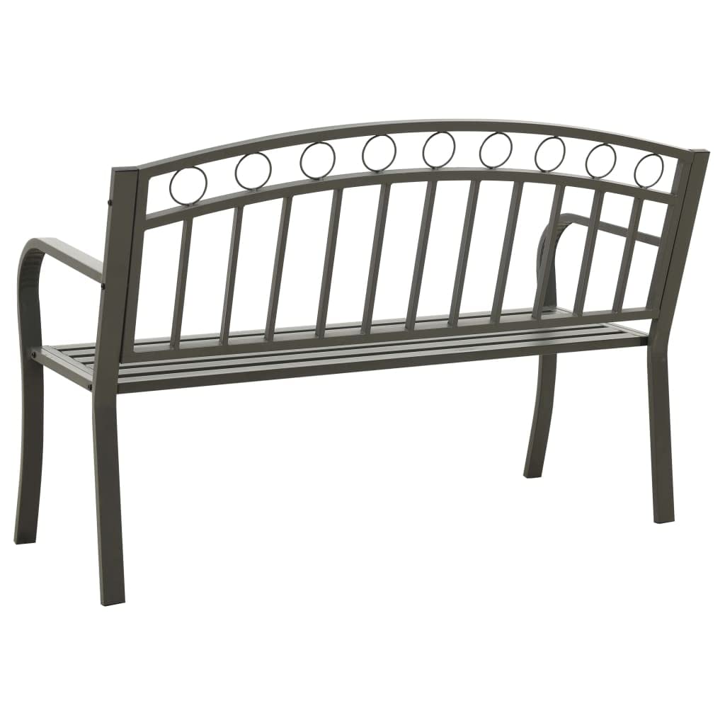 Gartenbank mit integriertem Tisch aus Stahl für den Außenbereich, Gartenbank mit Tisch in Grau, 120 cm, Stahl mit