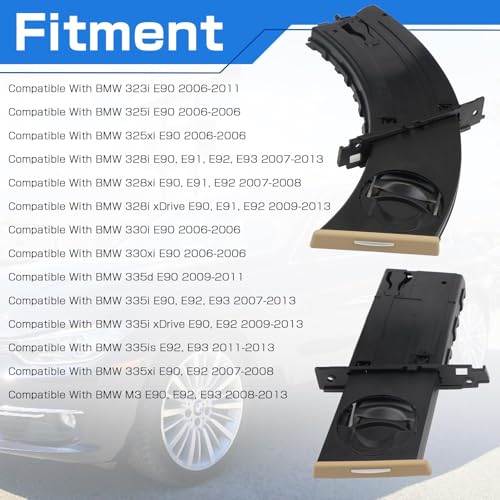 Portavasos retráctil compatible BMW Serie 3 E90-E93 negro miniatura 2