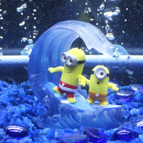 Image of Penn-Plax Minions Officially Licensed Aquarium Ornament - Kevin & Stuart Surfing - Safe for Freshwater and Saltwater Fish Tanks - Small