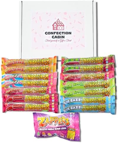 Jawbreaker Sweets Selection Box - 15 Packs | 7 Flavours - Retro Sweets Gift Box | Total 84 Candy Balls with Bubblegum Center and Different Fruity Flavours | Halloween Hamper and Birthday Gifts
