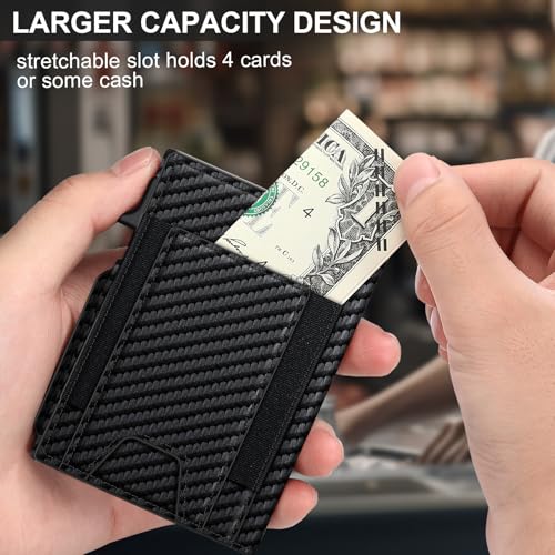 Image of Wallet for Men Wallet with Slim Pop Up Card Holder 9-13 Cards, Bifold Minimalist Smart Wallet RFID Blocking Credit Card Holder with ID Window & Stretchable Cash Slot Compact Metal Aluminum Card Case