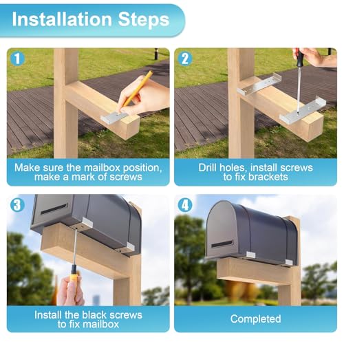 Image of Mailbox Mounting Bracket, 8 inch Wide Floor Rust-Free Mailbox Brackets for Post, Metal Heavy Duty Mail Box Bracket Mount Kit with Screws