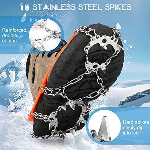 Crampons, 19 Spikes Ice Cleats Traction Snow Grips For Hiking Boots, Shoes Women Men Kids, Safe Protect For Hiking Fishing Climbing Mountaineering(Size-Xl) #TOP1