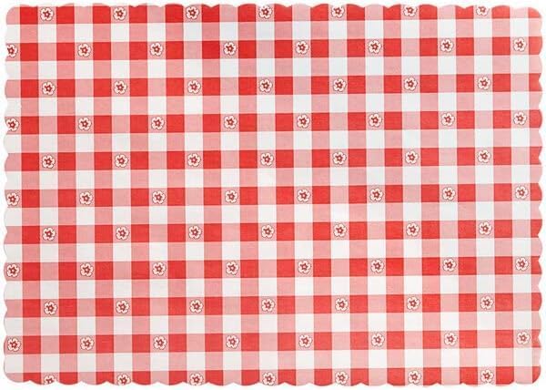 Paper Placemats for Dining Table – Disposable Red Gingham Colored Table Mats Great for Parties and Christmas Table Decorations 10"x14" 100 ct