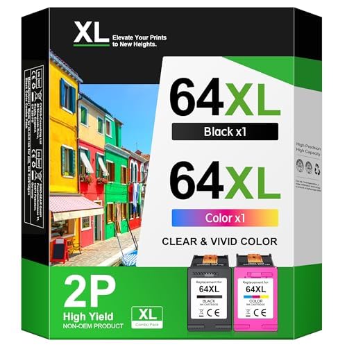 64XL Ink Cartridge for HP Printer Ink 64 XL Cartouche Encre for HP64XL Combo Pack Compatible for HP...
