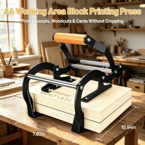 A4 Linocut Press Machine Premium Beech Wood by GdaJzh - Image 2