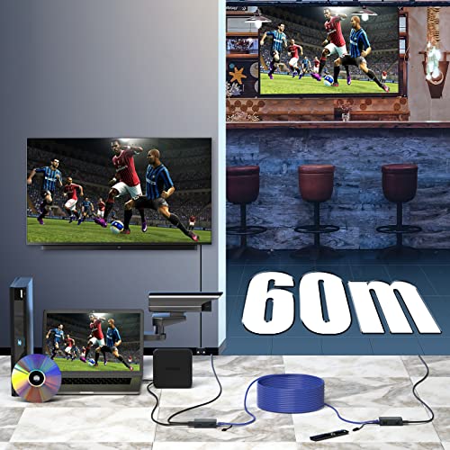 Image of PWAYTEK 4K HDMI Extender, Ultra HD 4K@60Hz Over Cat5e /6 Up to 200ft /60m, Extended Audio and Video, Supports Loop Out, IR, HDCP 2.2 /1.4 YUV 444