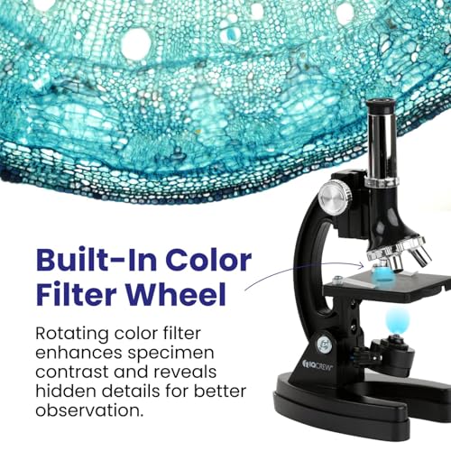 Image of AmScope M30 Series 52-Piece STEM Microscope Kit for Kids - Monocular, Portable Compound Microscope for Kids - Includes Petri Dish, Slides & More - Black