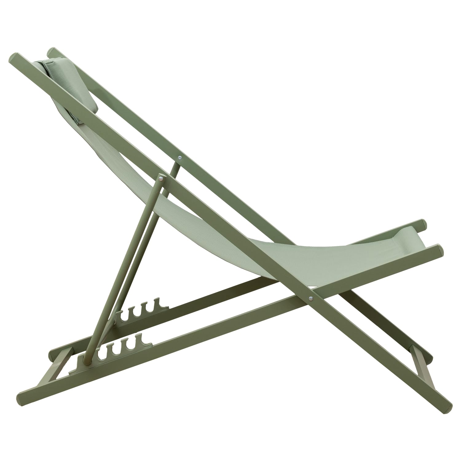 Happy Garden Lot de 2 chiliennes Cyprus en textilène et Structure en Aluminium Vert Sauge - Équipés de Coussins Repose-tête, Confort et Relaxation - Idéal pour Jardin, Terrasse et Patio