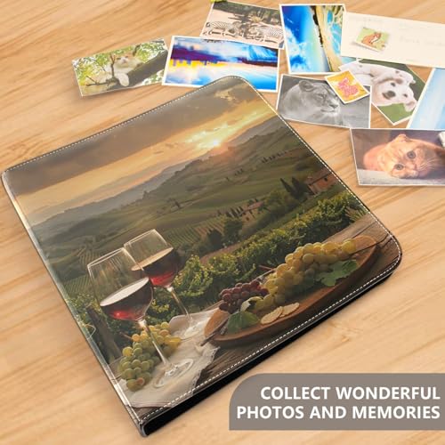 Álbum de fotos ALAZA Sunset Italy View Wine Grapes, cubierta de poliuretano, diseño con anillas de 3 anillos, 20 hojas autoadhesivas, para bodas, viajes y recuerdos familiares miniatura 4