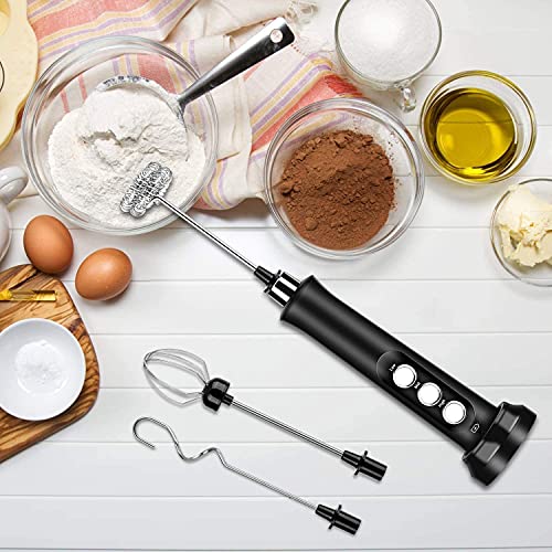 WPHGS Melkfolie, USB-oplaadbare elektrische schuimmachine met 2 roestvrij staal Whisk, Handheld 3 Speeds Egg Beatter… - Image 4