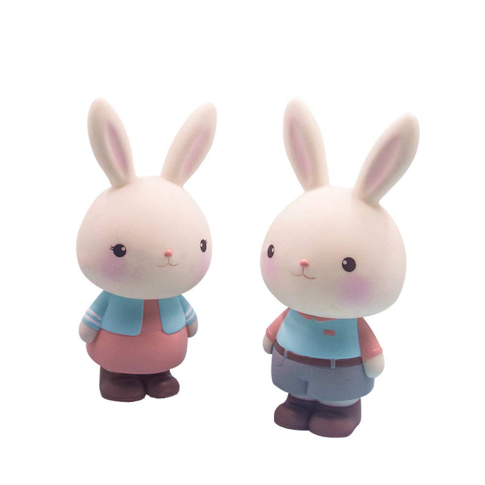 Mini statue lapin en résine x2 : tirelire mignonne pour déco de voiture et bureau