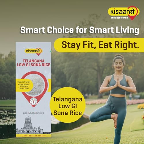 Image of KisaanSay Sugar Control Rice- Telangana Sona Rice ( 10 KG)| Lab Tested Low Glycemic| Diabetes-Friendly | Unpolished | High in Fiber & Nutrients | Traditionally Milled | Lightweight & Non-Sticky | supports healthy weight & blood sugar