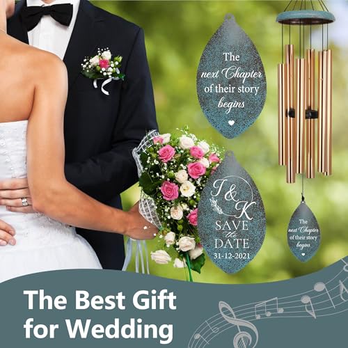 Image of ASTARIN Wedding Gifts Wind Chime, Personalized Names & Date Wind Chimes Gifts for Couple 2024, Wedding Gift for Newlywed Bride Groom, Engagement Gift Valentine's Day Anniversary