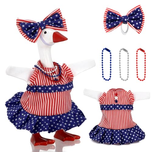 7 Inch Mini Desk Goose Outfits 4th of July Desk Goose Clothes Accessories Independence Day Patriotic Decor for Desktop Goose Statues Office and Home Table 4th of July Gifts