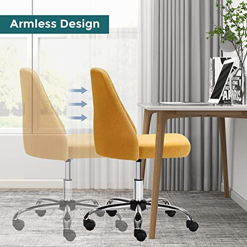 Smug Home Office Desk Chair, Office Chairs Desk Chair Rolling Task Chair Computer Chair Adjustable With Wheels Armless For Bedroom, Vanity Chair For Makeup Room, Living Room Yellow #TOP2