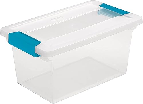 Miniatura 1 de Sterilite Caja de almacenamiento apilable de plástico con clip mediano con tapa de pestillo para el hogar, oficina, espacio de trabajo y