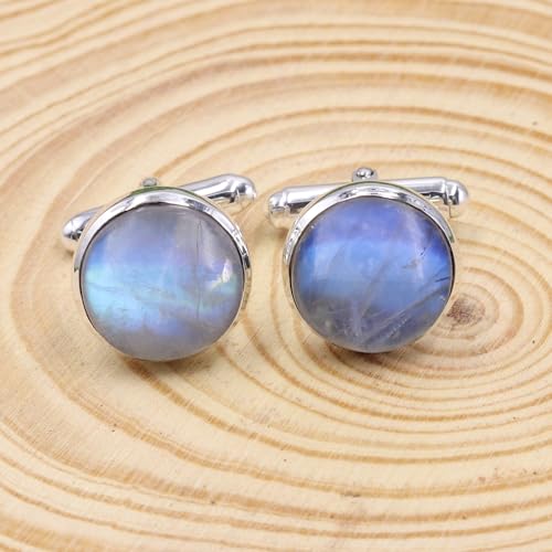 Mancuernillas de Plata 925 con Piedra Luna para Hombre miniatura 3