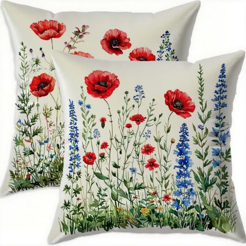 Housse coussin 60x60cm velours rouge vintage imperméable lot de 2