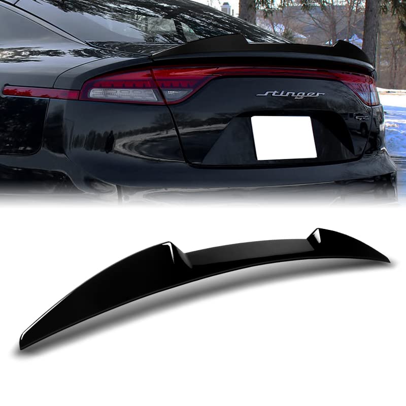 Trunk Spoiler fit for Compatible with 2018-2023 Kia Stinger W-Power Pearl Black V-Style Duckbill Trunk Lid Spoiler