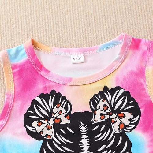 Kid Toddler Girl Clothes Summer Ruffle Sleeve Figure Graphic Tee Shirt + Shorts Summer Outfits Set - Image 4