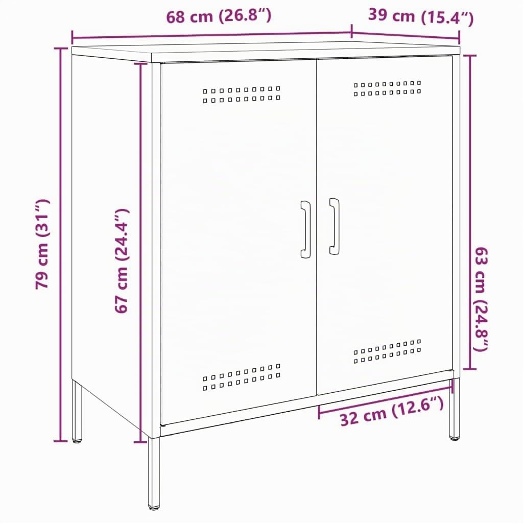 vidaXL Aparador de Acero Blanco 68x39x79 cm
