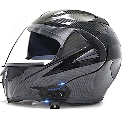 ZLYJ Bluetooth Integrado Casco De Motocicleta De Cara Completa, Cascos Abatibles De Motocross, Sistema De Comunicación De Intercomunicación con Radio FM MP3 Incorporada, Aprobado ECE A,L