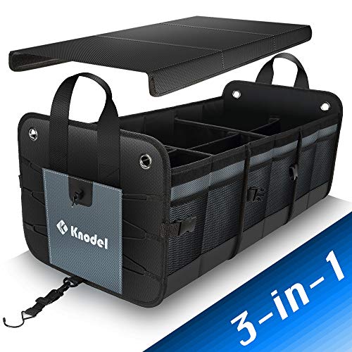 Knodel Car Trunk Organizer, Foldable Cover, Heavy Duty Collapsible Car Trunk Storage Organizer
