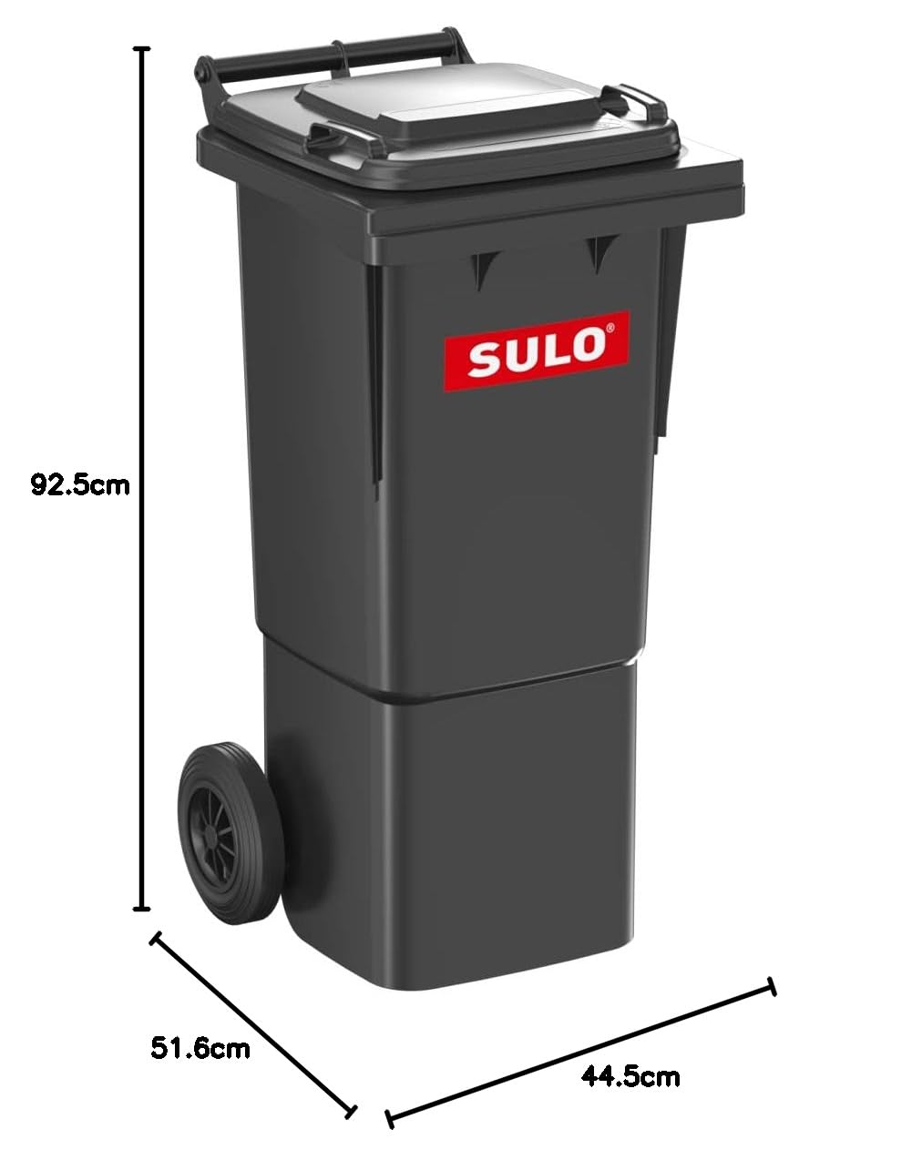 Cubo de Basura 2 Ruedas, contenedor a Basura SULO 60 litros (20072 - Gris)