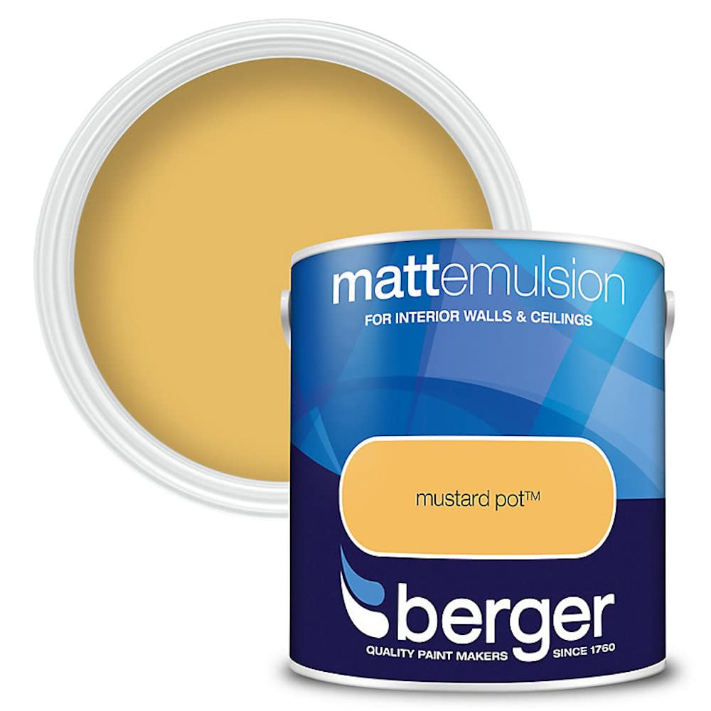 Berger Mustard Pot Matt Emulsion Paint - Walls & Ceilings - Yellow - 2.5L