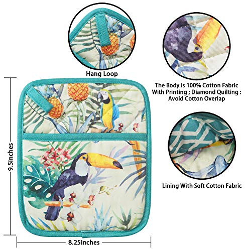 Red Lmldeta B07DPG4PDW Pot Holders Set Of 2 Heat Resistant 480℉ Kitchen 100% Cotton Comfortable Lining Digital Printing Bird Flower Women Men Home Cooking Baking Microwave Bbq Gift  thumb #1
