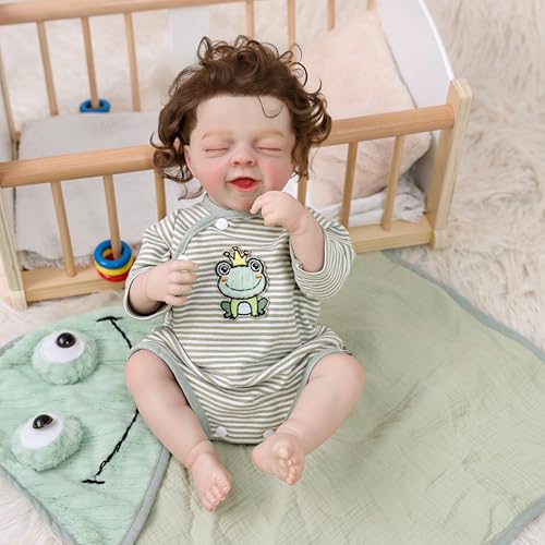Muñeca Reborn Bebé Realista de 22 Pulgadas con Ropa de Rana miniatura 5