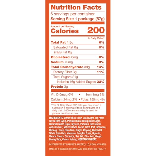 Image of Nature's Bakery Whole Wheat Pumpkin Spice Fig Bars, 2 oz Snack Bars (36 Ct), Plant-Based, Vegan, Non-GMO
