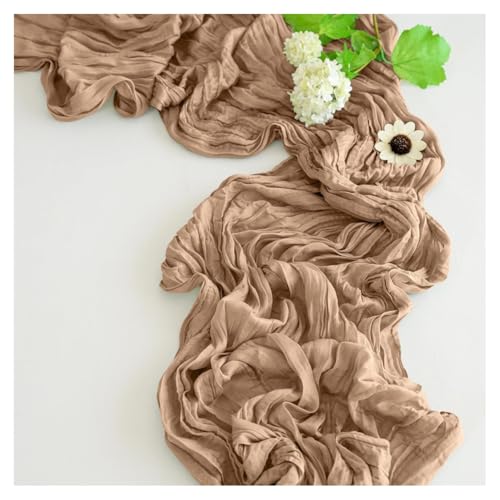 GreatRise Musselin Käsetuch Boho-Still Seihtuch-Tischläufer Hochzeit Tüll Tischdecke Rustikaler Gaze Läufer Tisch Dekostoff für Hochzeitsfeier Urlaub Geburtstag Taufe Party Tischdeko Braun 90x180cm