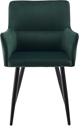 Miniatura 4 de TUKAILAi Juego de 4 sillas de comedor de ocio, asiento tapizado de terciopelo con reposabrazos, respaldo y patas de metal, cómoda silla de salón