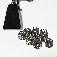 Vista 3 de 10 dados poliédricos – Dados acrílicos D6 (0.630 in) para juegos de mesa RPG, MTG, DND, (negro transparente)