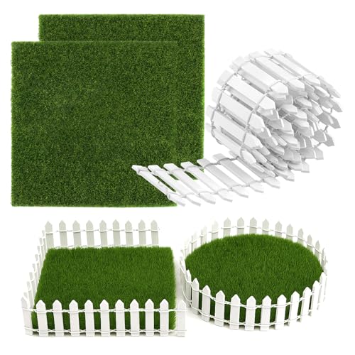90x5cm Miniatur Gartenzaun, mit 2 Stück Kunstrasen zum Basteln, Holz Mini Holzzaun für DIY Weihnachtsdeko Garten, Wichtel Garten Staketenzaun, für Miniatur Deko (Reinweißer Zaun) 90x5cm Miniatur Gartenzaun, mit 2 Stück Kunstrasen zum Basteln, Holz Mini Holzzaun für DIY Weihnachtsdeko Garten, Wichtel Garten Staketenzaun, für Miniatur Deko (Reinweißer Zaun)