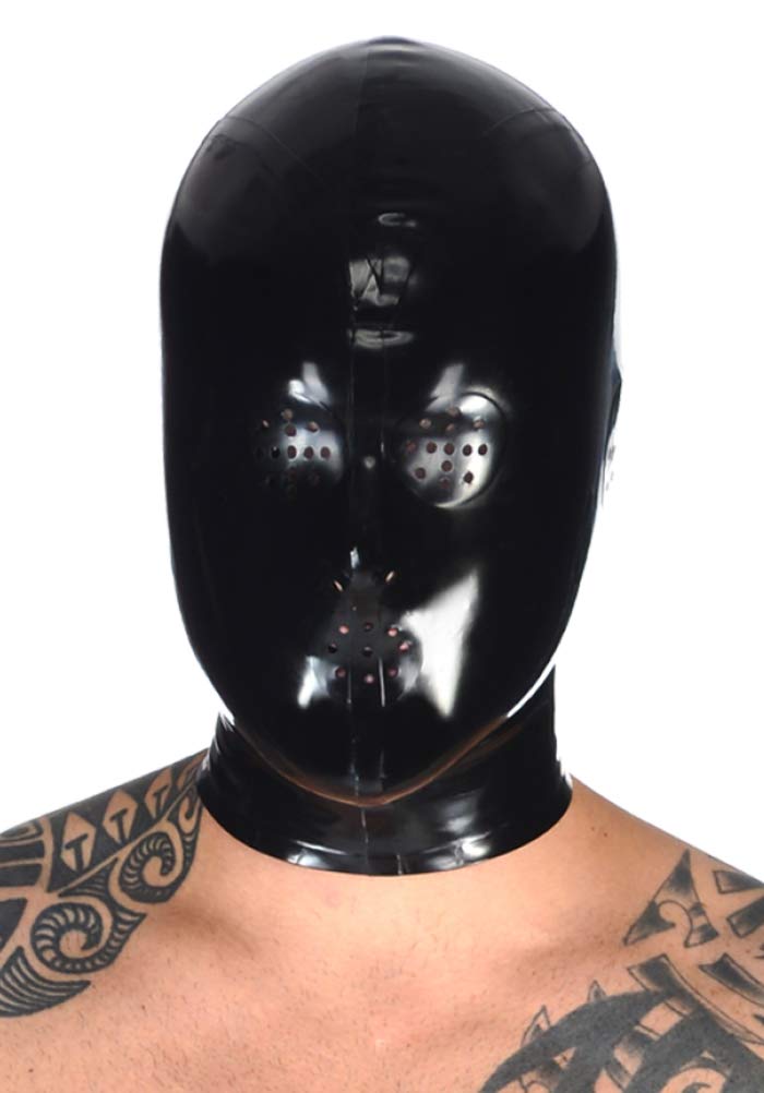 Latex Catsuit Gummi Rubber Pepperpot Fly Hoods Masks 0.4MM (L) Black