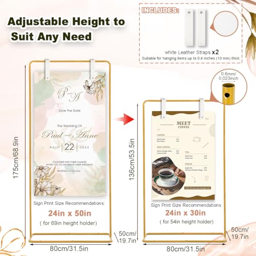 Fullvaseer Wedding Sign Holder,Adjustable Welcome to Our Wedding Sign Stand with 2 Leather Sign Hanging Straps,Wedding Seating Chart Stand for Party,Baby Shower,Graduation Ceremony(Posters Excluded) by Fullvaseer - Used condition - US$31.97