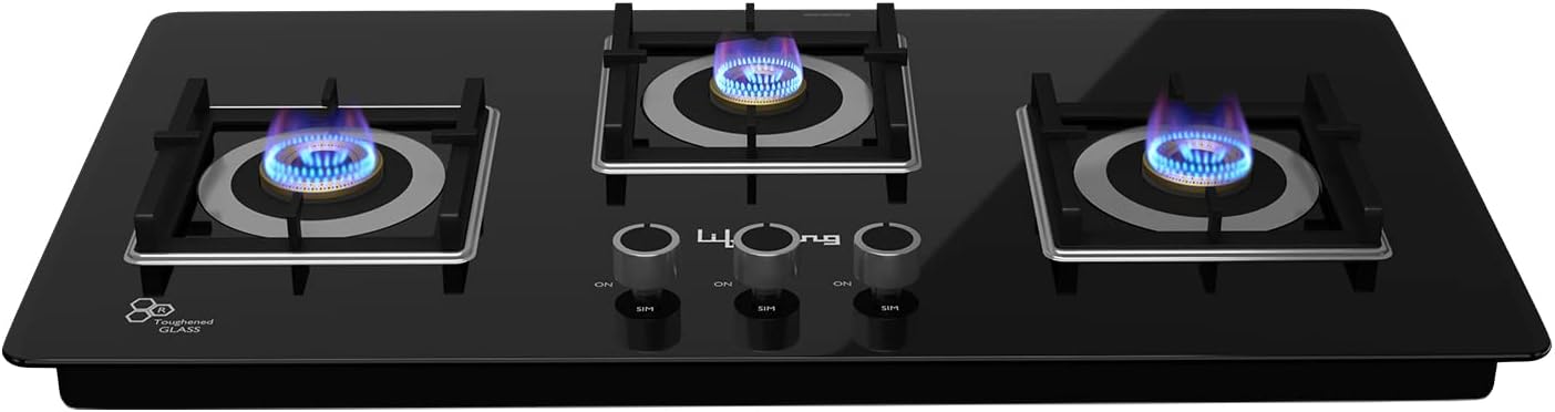 Lifelong LLHT903 Sigma Auto Ignition Counter-Top Hob Top| High Efficiency 3 Burner| Sleek Design| Toughened Glass Top Cooktop (Black, 2 Years warranty)