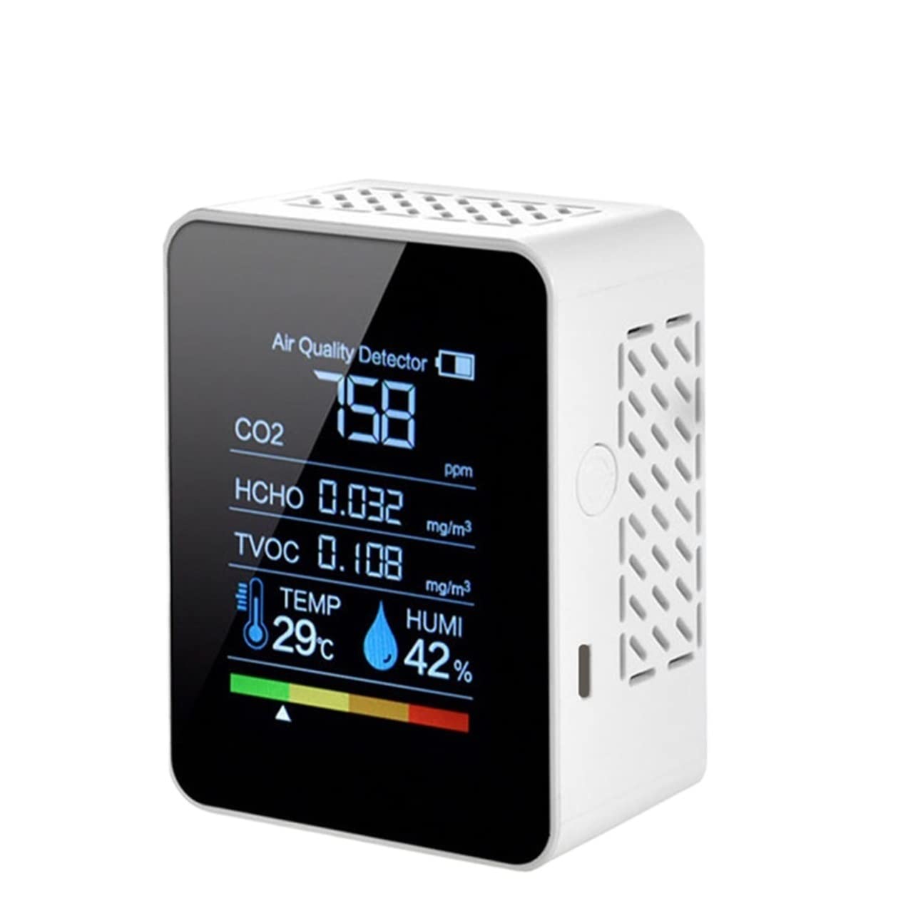 Tester ObciążEnia Akumulatora, 6w1 / 5w1 CO2 Tester Miernik dwutlenku węgla Jakość powietrza Jakość powietrza Detector monitor z akumulatorem co2 Detector,Szerszy Zakres Testowania(White 5in1)