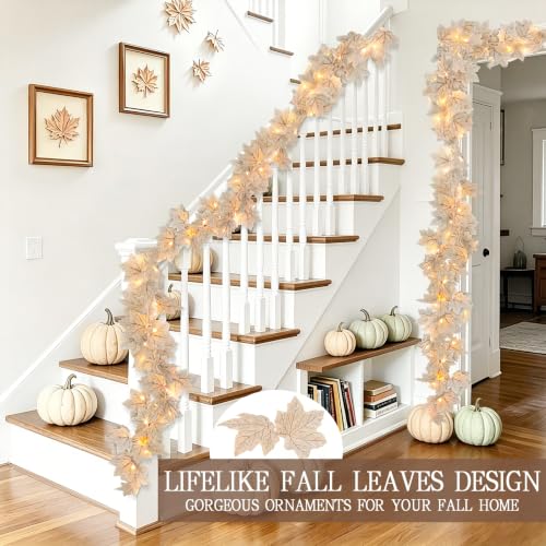 3PCS Fall Maple Leaf Garland Lights 18FT 60LED Thanksgiving Decor - image 3