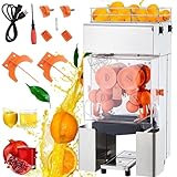 Commercial Juicer Machine, KOKEBREN 110V Automatic Feeding Juice Extractor, 120W Orange Squeezer for 20-30 per Minute, with Pull-Out Filter Box SUS 304 Tank PP Cover and Two Peel Collecting Buckets