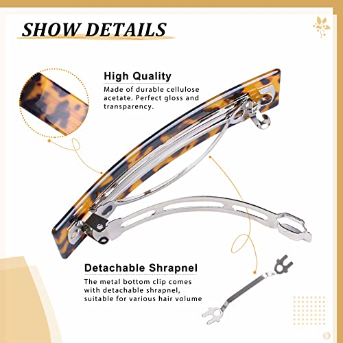 Mistofu Hair Barrettes For Women -3Pcs Tortoise Shell Hair Barrettes Acetate，Hair Clips French Design, Small Medium French Barrettes For Thin Hair #TOP6
