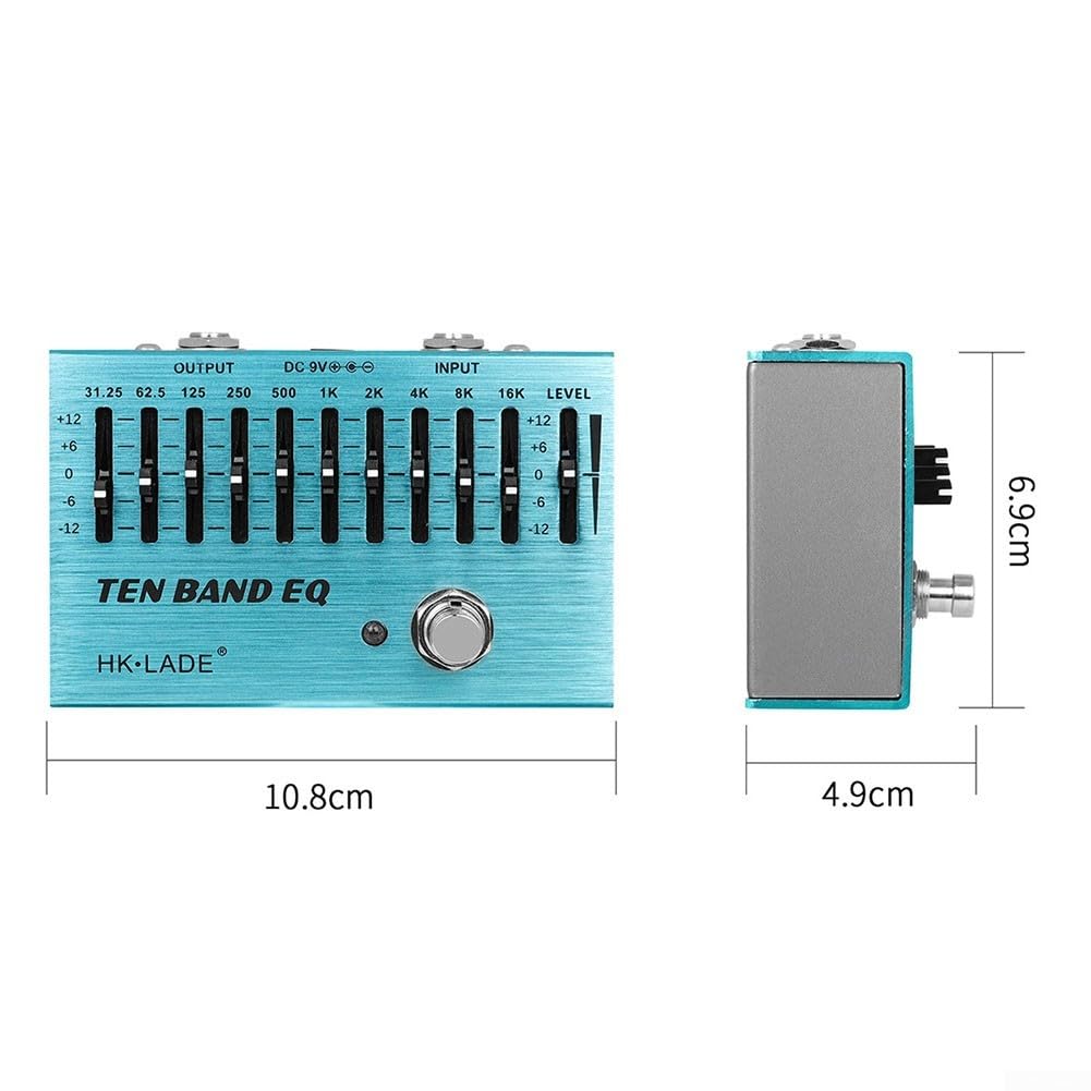Pédale d'égaliseur à 10 bandes pour guitare True Bypass pour basse 4 cordes/5 cordes et guitares 6 cordes/7 cordes