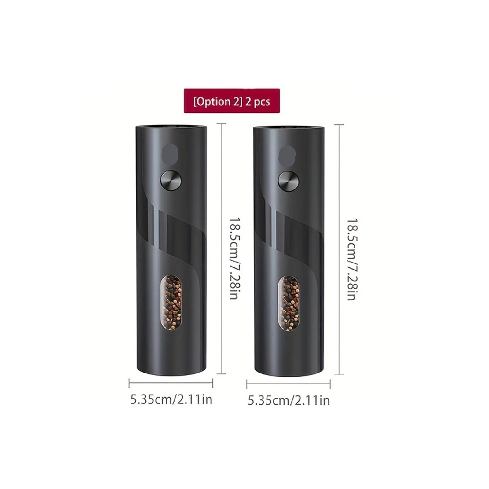 Juego de 2 molinillos sal y pimienta con grosor ajustable, capacidad 110 ml, for barbacoa en casa, restaurante exteriores