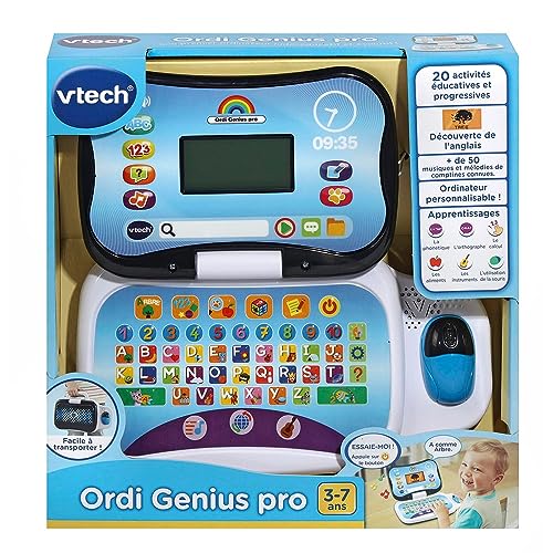 VTech Ordi Genius Pro Ordinateur Portable Enfant avec Écran Rétroéclairé 20 Jeux Évolutifs Jouet Éducatif Cadeau Enfant de à Contenu en Français et Anglais - vue 5